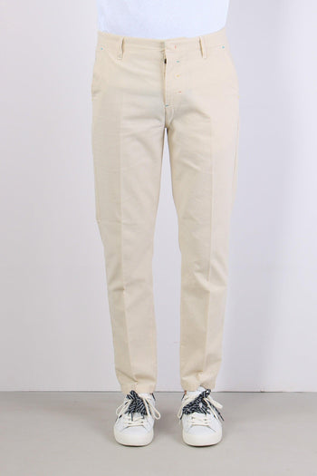 Pantalone Chino Misto Lino Panna - 2