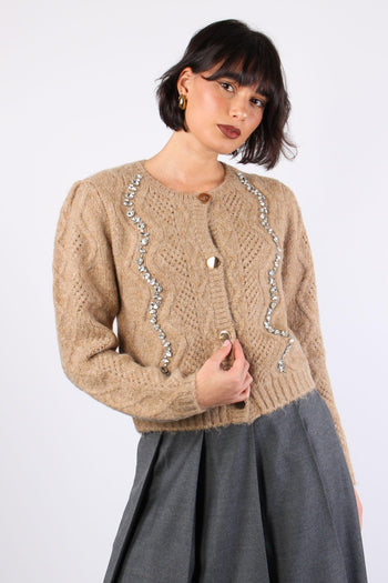 Cardigan Corto Pietre Cammello - 4