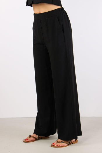 Pantalone Palazzo Misto Viscos Nero - 3