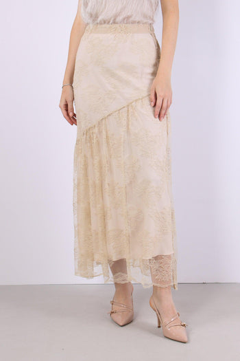Gonna Lunga Pizzo Pieghe Ivory - 2