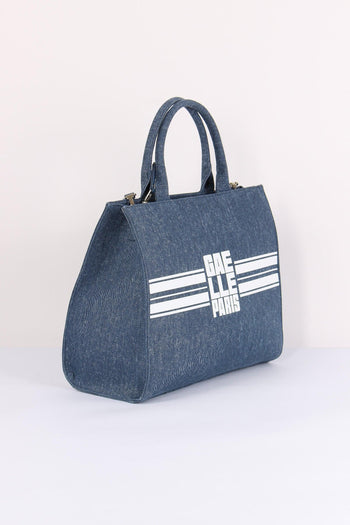 Maxi Tote Banda Logo Blu - 6