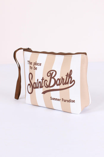 Aline Pochette Righe Beige/bianco - 4