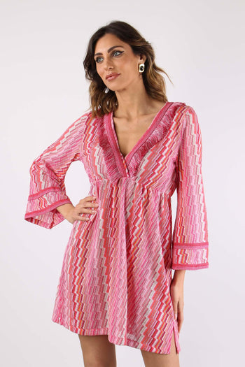 Abito Corto Frange Electric Fuxia - 2