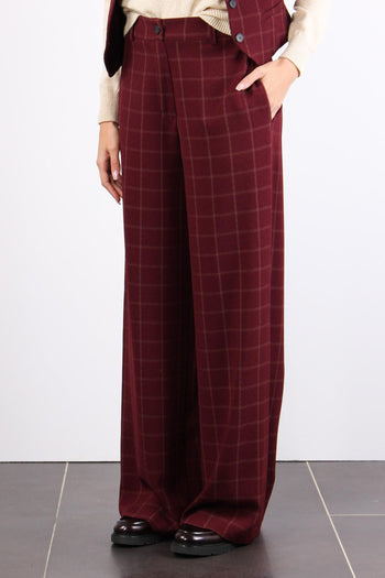 Pantalone Palazzo Quadro Bordeaux - 3