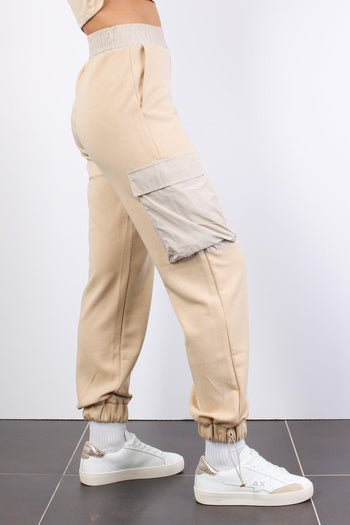 Pantalone Modal Tasche Nylon Nocciola - 5