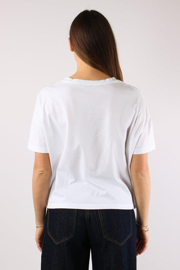 T-shirt Applicazione Spalla Bianco - 5