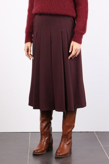 Gonna Pieghe Fresco Lana Vino - 2