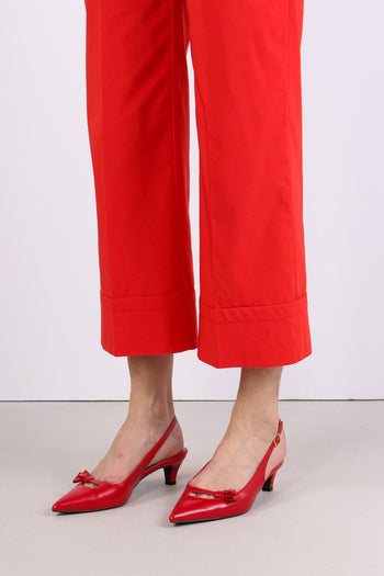 Pantalone Cropped Risvolto Rosso - 7
