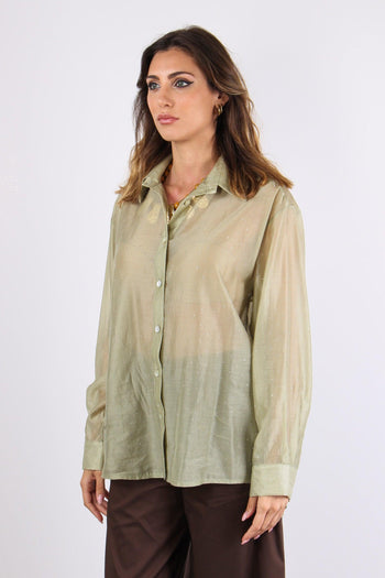 Camicia Over Mussola Strass Salvia - 5