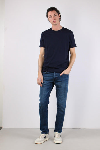 T-shirt Basica Logo Manica Blu - 5