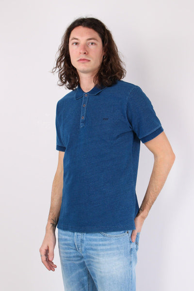 Polo Cotone Lavato Cobalto Chiaro