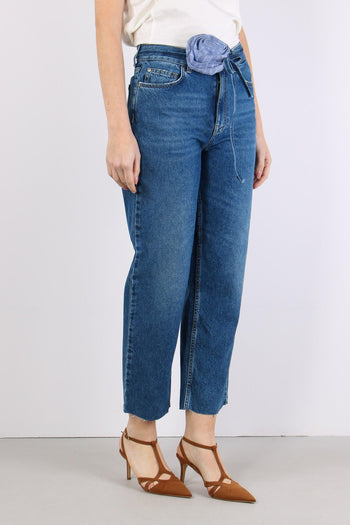 Jeans Straight Stripe Denim Scuro - 7