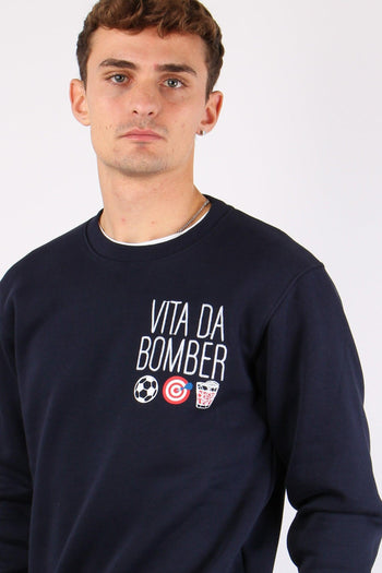 Felpa Ricamo Vita Da Bomber Blu - 6