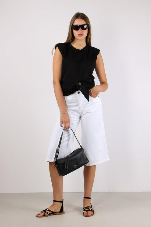T-shirt Nodo Spalline Nero