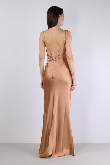 Abito Raso Spalline Champagne - 5