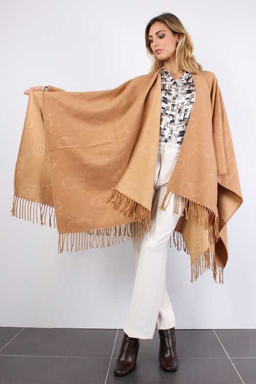 Poncho Check Aniamlier Cammello - 2