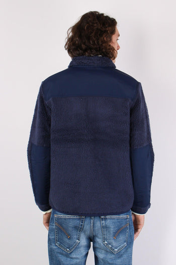 Felpa Full Zip Bimateriale Navy - 3