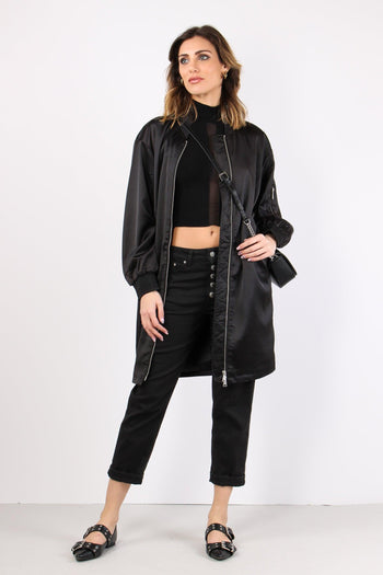 Bomber Lungo Effetto Raso Black - 5