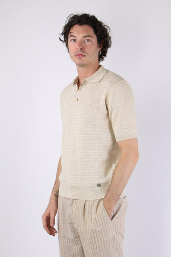 Polo Cotone Lavorato Beige - 3