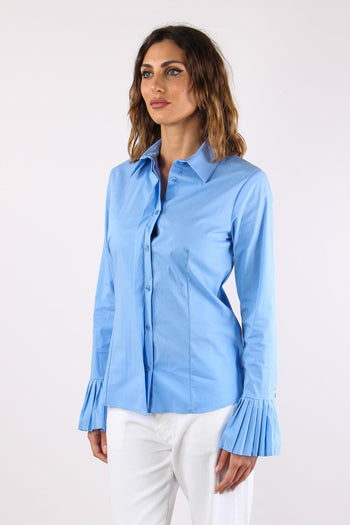 Camicia Manica Plisse Azzurro - 3