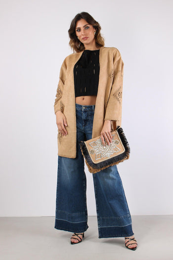 Pochette Ricami Frange Camel - 2