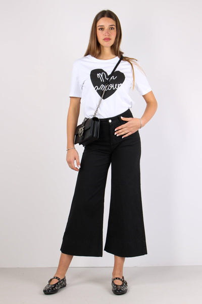 Pantalone Bull Crop Orlo Alto Nero