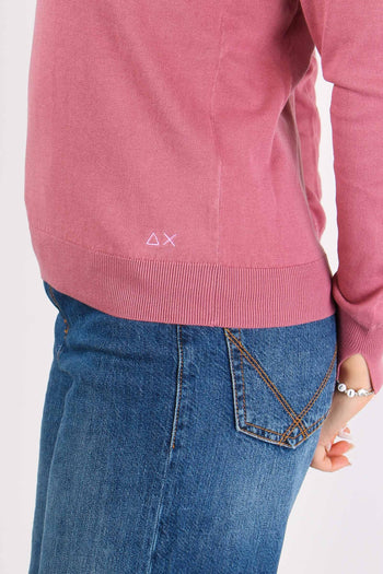 Maglia Scollo V Cotone Rosa - 8