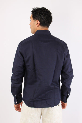 Camicia Basica Lino Navy Blue - 5