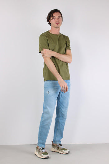 T-shirt Logo Cotone Verde Militare - 5