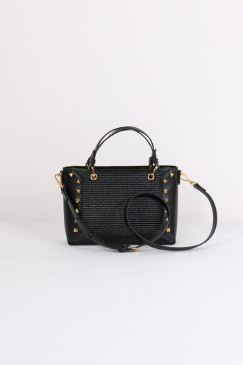 Shopping Mini Paglia Borchie Nero/nero - 3