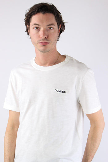 T-shirt Cotone Fiammato Logo Patch Alabastro - 3