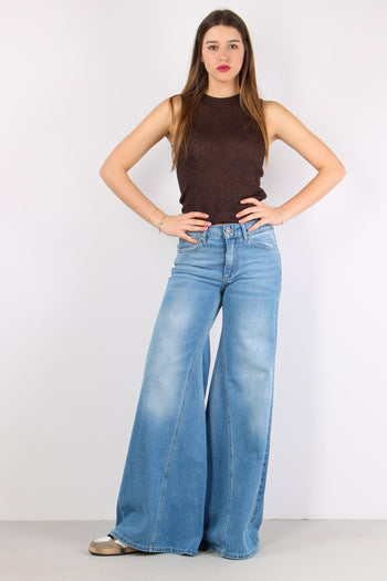Eos Denim Zampa Taglio Asimmetrico Denim Chiaro - 3