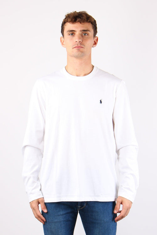 T-shirt Ml Scollo V Logo White