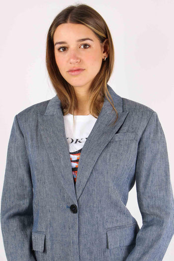 Giacca Fittata Chambry Denim Blue Dark - 7