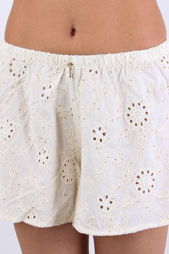 Short Sangallo Inserto Paillet Ecru - 8