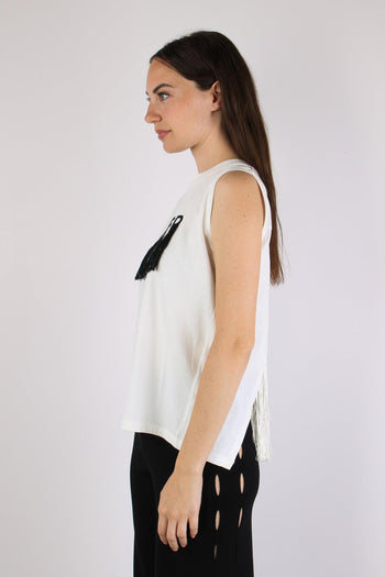 T-shirt Frange Bianco - 3