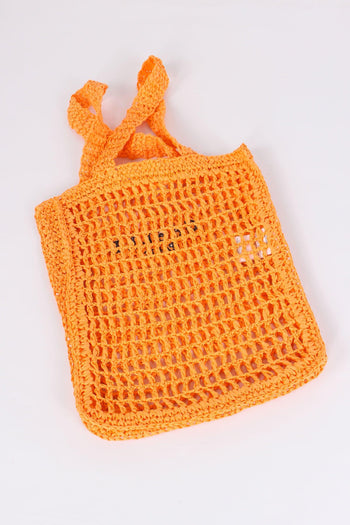 Shopping Rafia Logo Ricamo Arancione - 6