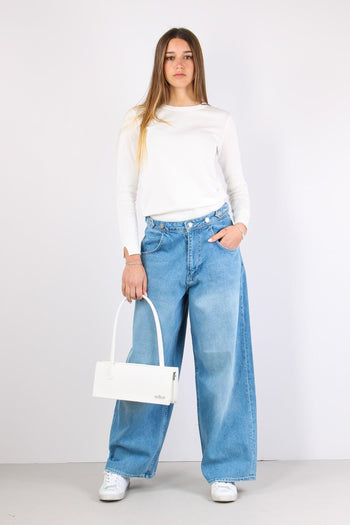 Denim Palazzo Bottoni Denim Medio - 4