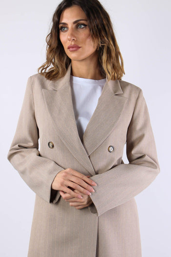 Giacca Doppio Petto Filo Lurex Beige - 7