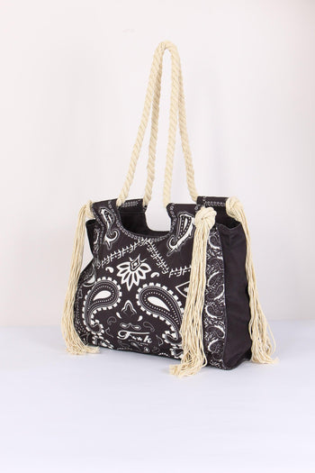 Borsa Fantasia Frange Laterali Nero - 2