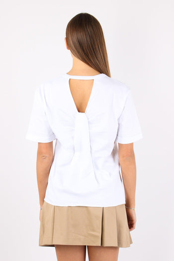 T-shirt Strass Apertura Dietro Bianco - 4