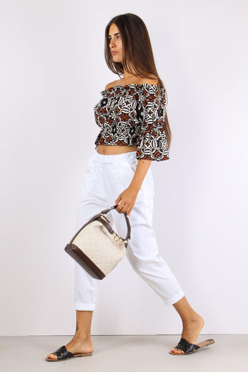 Pantalone Elastico Cotone Legg Bianco - 5