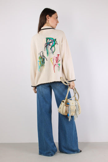 Cardigan Ricami Panna - 5