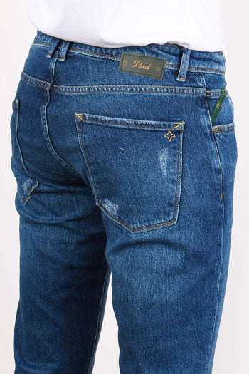 Denim Tapered Fit Rotture Denim Medio - 7