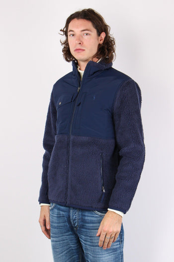 Felpa Full Zip Bimateriale Navy - 6