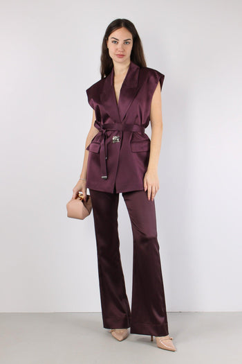 Melanzana Gilet Effetto Raso Bordeaux - 3