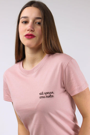 T-shirt Ricamo Ridi Spesso Ama Rosa - 8
