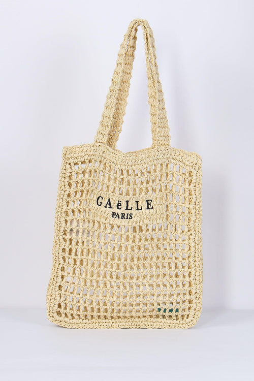Shopping Rafia Logo Ricamo Naturale