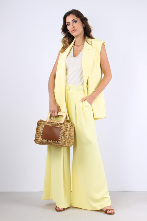 Pantalone Pences Fluido Cintur Giallo Banana