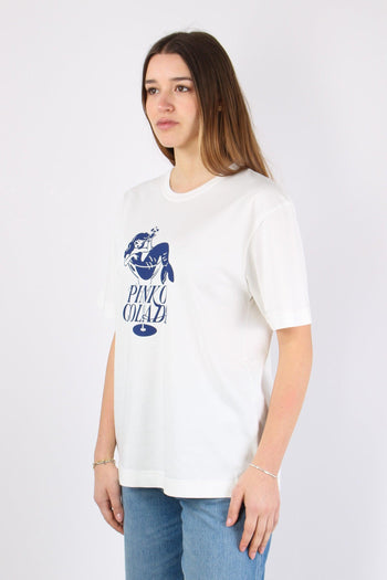 Strepitoso T-shirt Stampa Cola Bianco/blu - 7